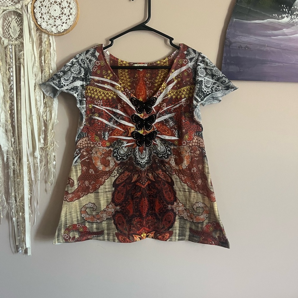 Bohemian Multicolor Print Women's Top